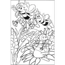 Coloriage Maya l'abeille volant avec Willy et un insecte violoniste