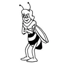 Coloriage Maya l'abeille debout les bras croisés