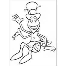 Coloriage Personnage insecte saluant avec un chapeau haut de forme