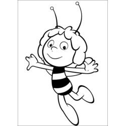 Coloriage Maya l'abeille volant les bras ouverts