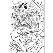 Coloriage Maya l'abeille près d'une toile d'araignée avec des amis insectes