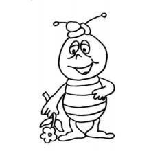 Coloriage Maya l'abeille tenant une fleur