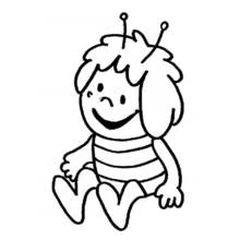 Coloriage Maya l'abeille assise et souriante
