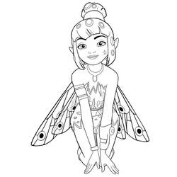 Coloriage Yuko à genoux avec ses ailes de fée déployées