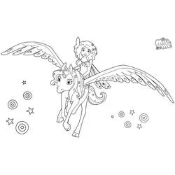 Coloriage Mia sur Onchao la licorne ailée