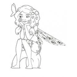 Coloriage Mia et Moi assise pensivement