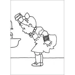 Coloriage Mimi Cracra se lave les cheveux au lavabo