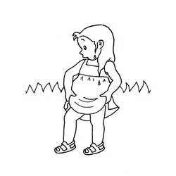 Coloriage Mimi Cracra avec une tranche de melon sur le ventre