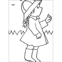 Coloriage Mimi Cracra se promène avec son chapeau et ses bottes