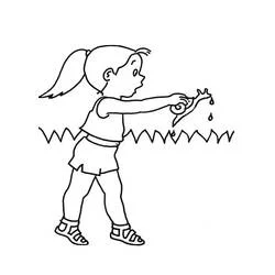 Coloriage Mimi Cracra tenant un escargot dans la main