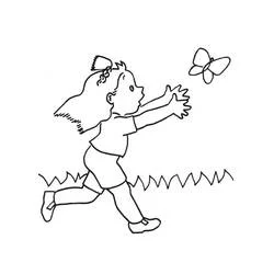 Coloriage Mimi Cracra qui court après un papillon