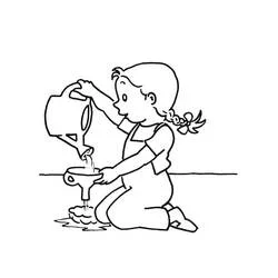 Coloriage Mimi Cracra arrose une plante