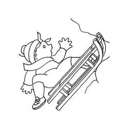 Coloriage Mimi Cracra glissant sur un traîneau