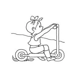 Coloriage Mimi Cracra sur un tricycle à roulettes