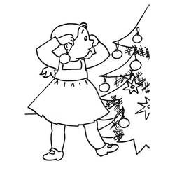 Coloriage Mimi Cracra décore le sapin de Noël