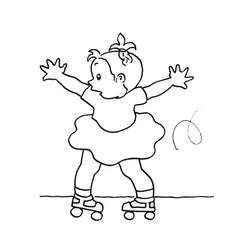 Coloriage Mimi Cracra fait du roller les bras grands ouverts