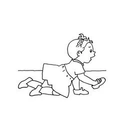 Coloriage Mimi Cracra à quatre pattes attrapant sa chaussure