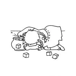 Coloriage Mimi Cracra chapardant des morceaux de sucre