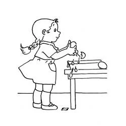 Coloriage Mimi Cracra cassant un œuf sur la table