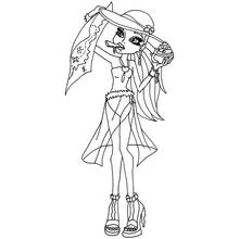 Coloriage Monster High fille tenant un chapeau et un cupcake