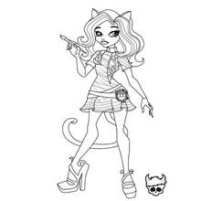 Coloriage Catrine Demew posant dans sa tenue Monster High