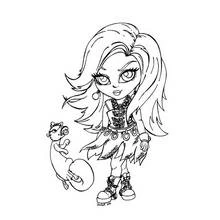 Coloriage Monster High avec son hamster de compagnie