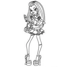 Coloriage Frankie Stein posant avec un sac à main
