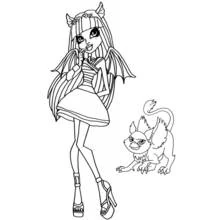Coloriage Monster High avec ailes de chauve-souris et créature