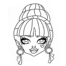 Coloriage Monster High visage de fille avec grandes boucles d'oreilles