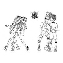 Coloriage Monster High filles et garçons réunis ensemble