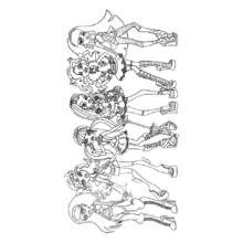 Coloriage Monster High cinq goules amies posant ensemble