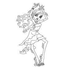 Coloriage Monster High en pleine danse avec cheveux flottants