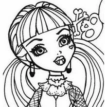 Coloriage Monster High fille avec motif de crâne et os
