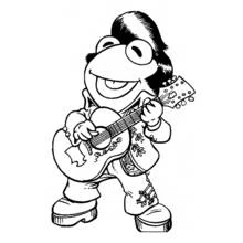 Coloriage Kermit la grenouille jouant de la guitare