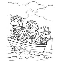 Coloriage Muppet Babies pirates naviguant en bateau