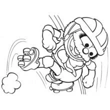 Coloriage Muppet Babies fait du roller avec un casque
