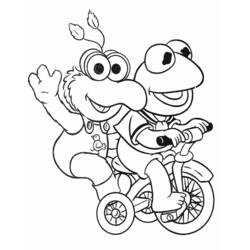 Coloriage Kermit et Gonzo à tricycle