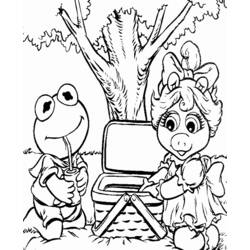 Coloriage Muppets Babies en pique-nique sous un arbre