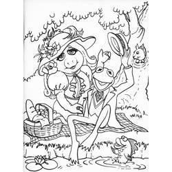 Coloriage Kermit et Miss Piggy en pique-nique