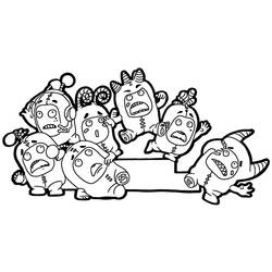 Coloriage Oddbods groupe aux visages paniqués