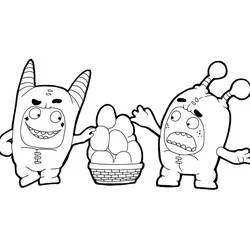 Coloriage Oddbods avec un panier d'œufs