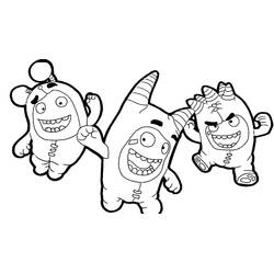 Coloriage Oddbods trio sautant joyeusement