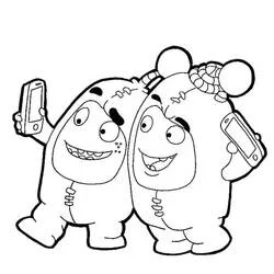 Coloriage Jeff et Newt tenant des téléphones