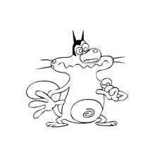 Coloriage Oggy déguisé en super-héros avec des oreilles de chauve-souris