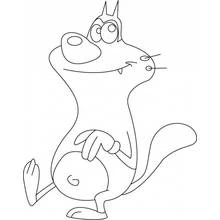 Coloriage Oggy marchant le ventre en avant