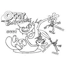 Coloriage Oggy et les Caffards personnages principaux