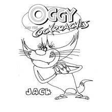 Coloriage Jack d'Oggy et les Caffards fait une grimace amusante