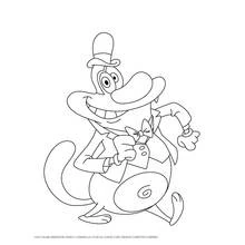 Coloriage Oggy habillé en haut-de-forme et nœud papillon