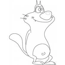 Coloriage Oggy se gratte la tête en souriant
