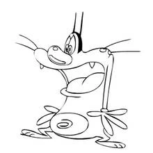 Coloriage Oggy criant la bouche grande ouverte